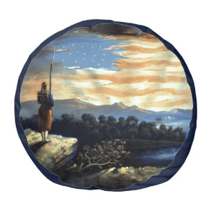 Heavenly American Flag in Sky, Zouave Civil War Pouf