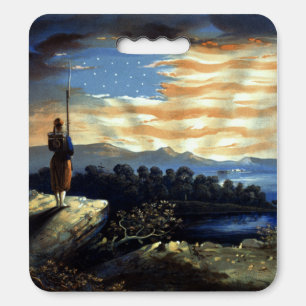 Heavenly American Flag in Sky, Zouave Civil War Seat Cushion