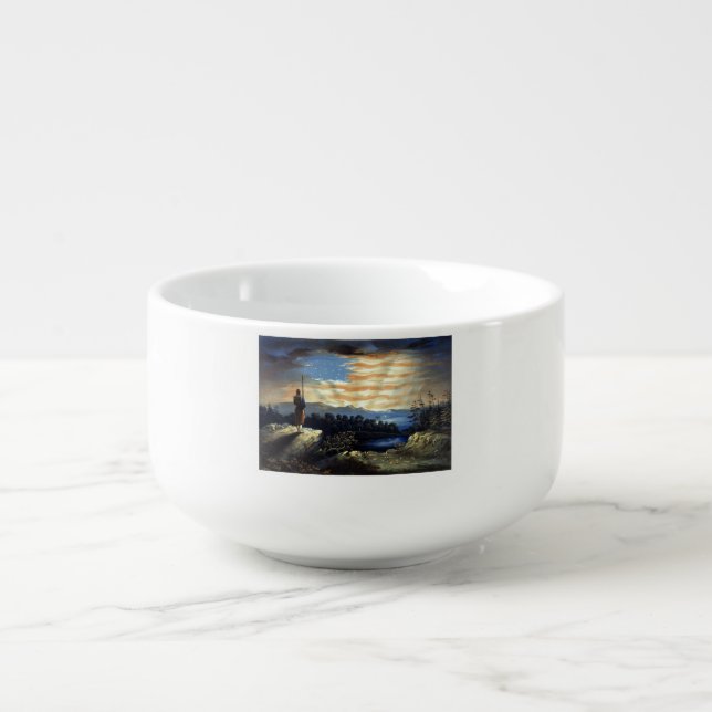 Heavenly American Flag in Sky, Zouave Civil War Soup Mug (Front)