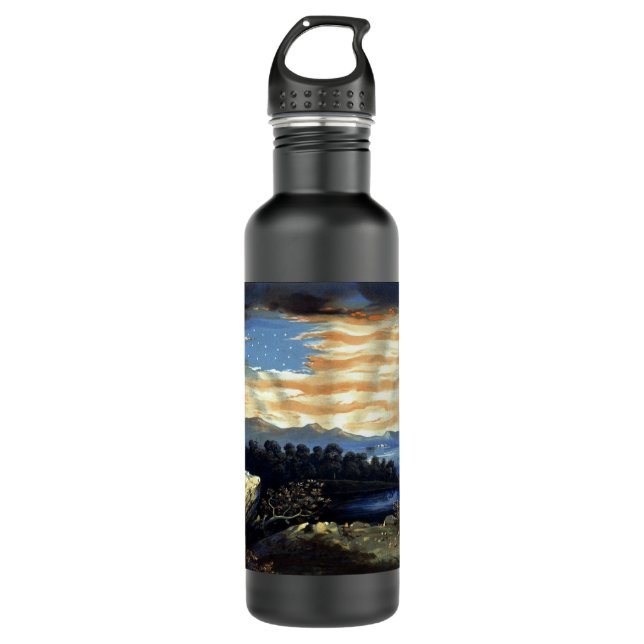 Heavenly American Flag in Sky, Zouave Civil War Stainless Steel Water Bottle (Front)