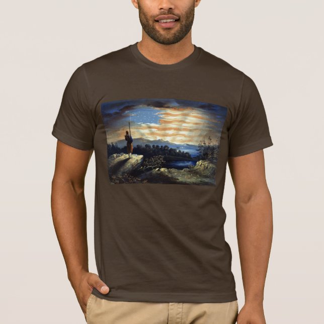 Heavenly American Flag in Sky, Zouave Civil War T-Shirt (Front)