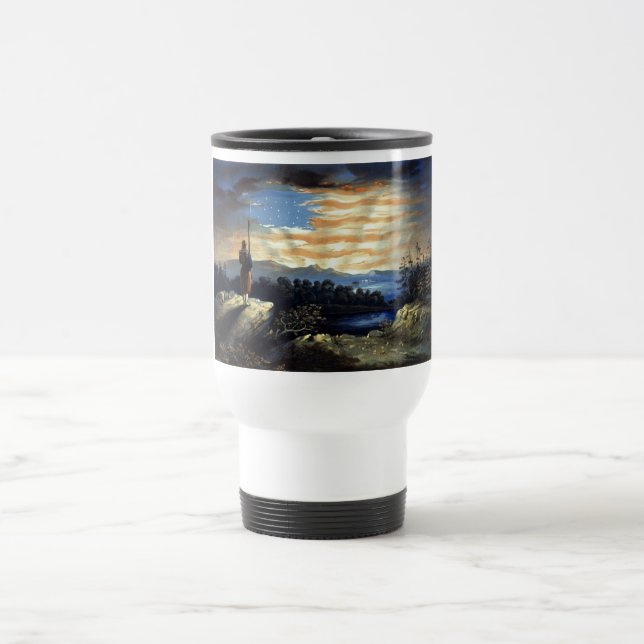 Heavenly American Flag in Sky, Zouave Civil War Travel Mug (Center)