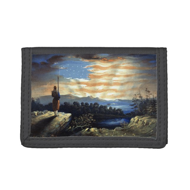 Heavenly American Flag in Sky, Zouave Civil War Trifold Wallet (Front)