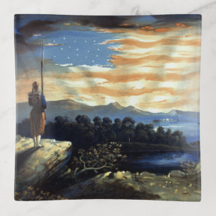Heavenly American Flag in Sky, Zouave Civil War Trinket Tray