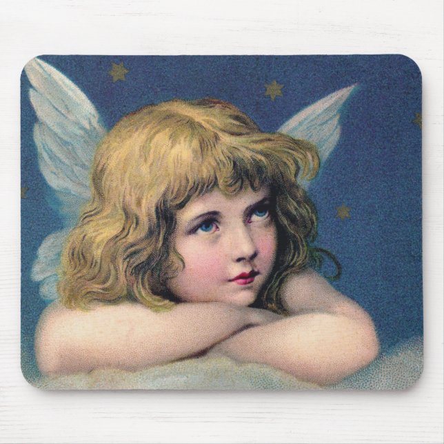 Heavenly angel daydreaming on a cloud in the sky mouse pad (Front)