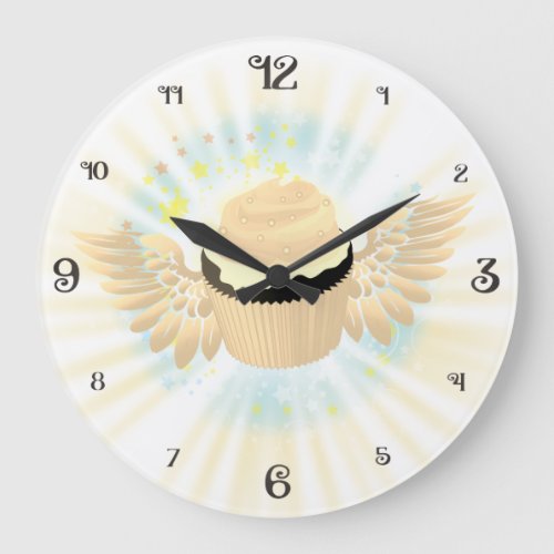 Heavenly angel flying cupcake sweets kitchen large clock