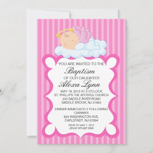 Heavenly Angel Girls Baptism Invitation