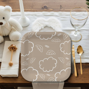  Heavenly Angel Halo Cloud  Beige   Paper Plates