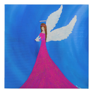 Heavenly Angel Holding Dove of Peace Faux Canvas Print