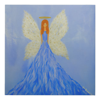 Heavenly Angel in Blue dreamy gown Faux Canvas Print
