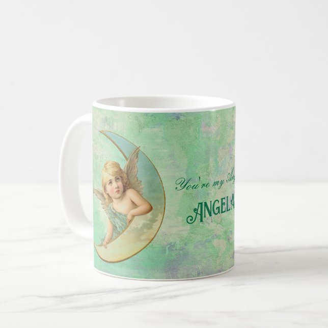 Heavenly Angel Personalized Green Coffee Mug (Front Left)