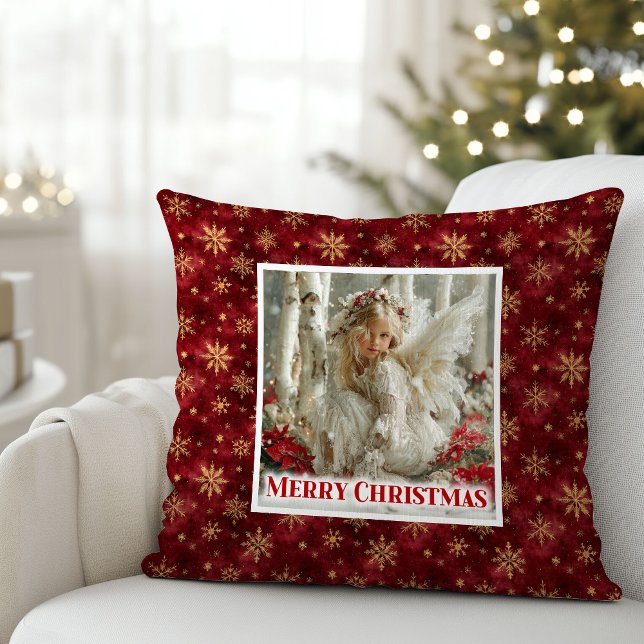 Heavenly Angel Red Gold Christmas Pillow Gift (Heavenly Angel Red Gold Christmas Pillow Gift)