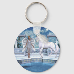 Heavenly Angel Unicorn Scene Keychain