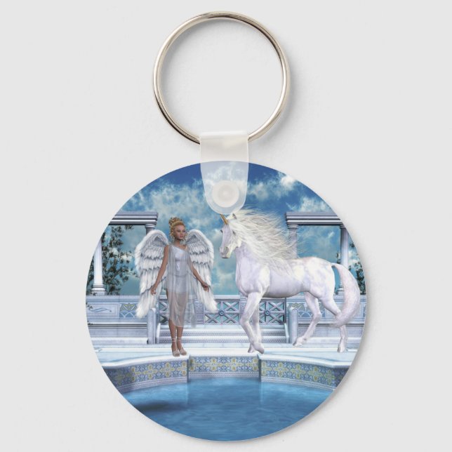 Heavenly Angel Unicorn Scene Keychain (Front)