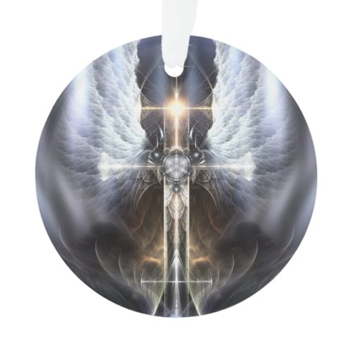 Heavenly Angel Wing Cross Acrylic Ornament