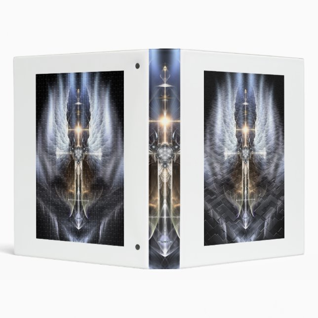 Heavenly Angel Wing Cross Fractal Art Binder (Background)