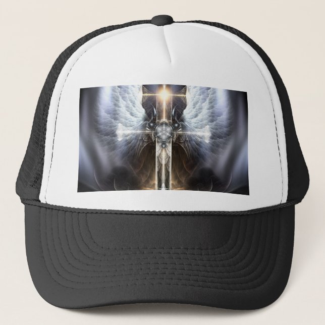 Heavenly Angel Wing Cross Fractal Art Hat (Front)