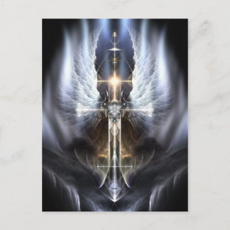 Heavenly Angel Wing Cross Fractal Art Postcard