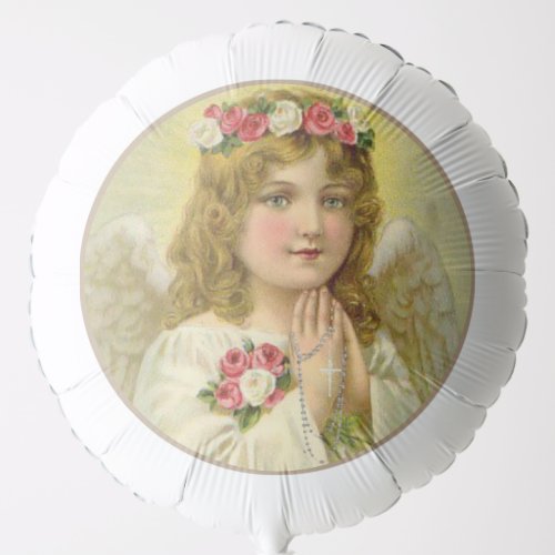 Heavenly Angel with Rosary and Roses Balloon