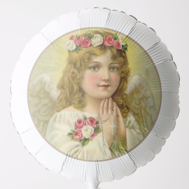 Heavenly Angel with Rosary and Roses Balloon (Front)