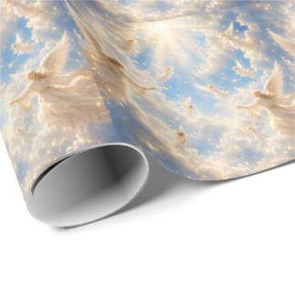 Heavenly Angels in the Clouds |Celestial Christian Wrapping Paper