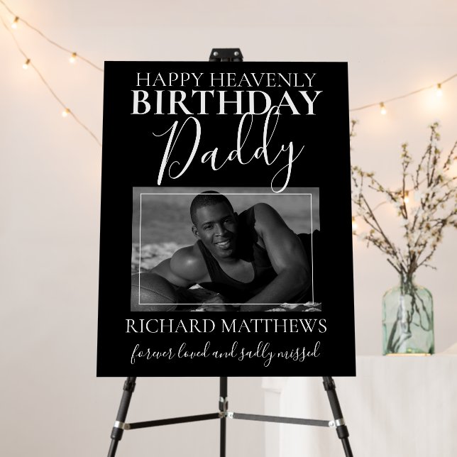 Heavenly Birthday Daddy | Photo Memorial Foam Board (In Situ (Stand))