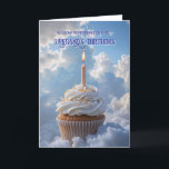 Heavenly Birthday for Late Husband Card<br><div class="desc">Thinking of someone as they remember their late or passed husband on his birthday. A heavenly birthday card with a cupcake and candle and words of support inside.</div>