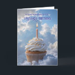 Heavenly Birthday for Late Husband Card<br><div class="desc">Thinking of someone as they remember their late or passed husband on his birthday. A heavenly birthday card with a cupcake and candle and words of support inside.</div>