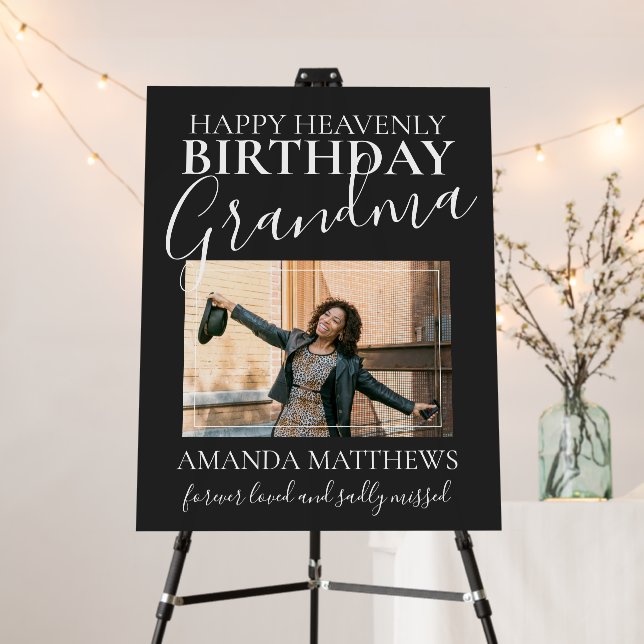 Heavenly Birthday Grandma | Photo Memorial Foam Board (In Situ (Stand))