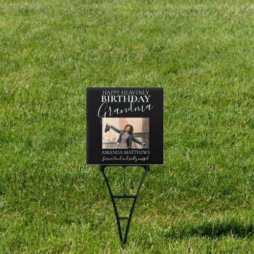 Heavenly Birthday Grandma  Photo Memorial Sign