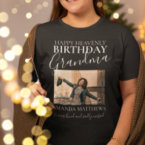 Heavenly Birthday Grandma | Photo Memorial T-Shirt