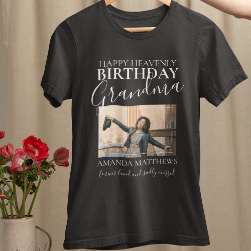 Heavenly Birthday Grandma  Photo Memorial T_Shirt