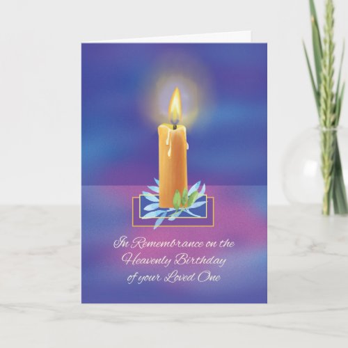 Heavenly Birthday Religious Shining Lighted Candle Card