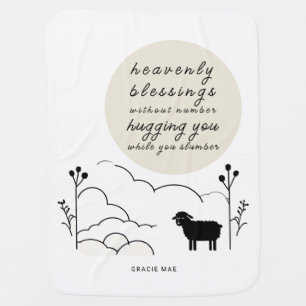 Heavenly Blessings Prayer Neutral Colors Sheep Baby Blanket