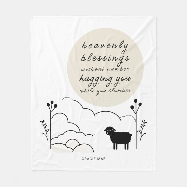 Heavenly Blessings Prayer | Neutral Colors | Sheep Fleece Blanket (Front)
