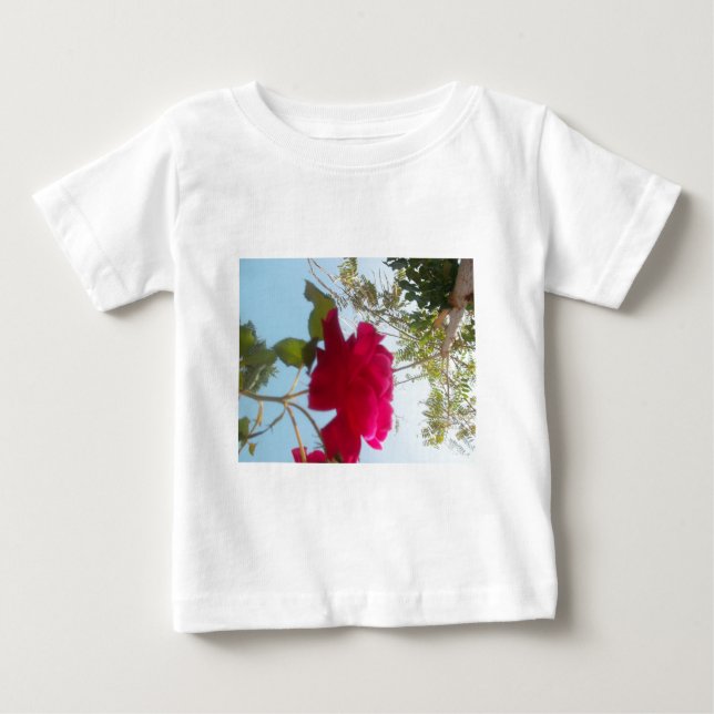 Heavenly Bloom: A Rose Against the Sky Baby T-Shirt (Front)