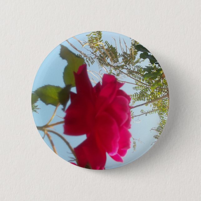 Heavenly Bloom: A Rose Against the Sky Button (Front)