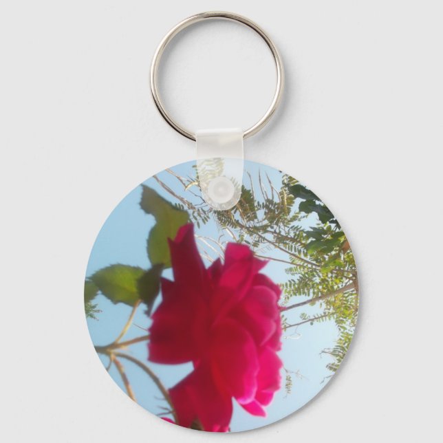 Heavenly Bloom: A Rose Against the Sky Keychain (Front)