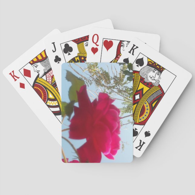 Heavenly Bloom: A Rose Against the Sky Poker Cards (Back)