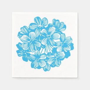 Heavenly Blue Botanical Hydrangea Flower Blossoms Napkins
