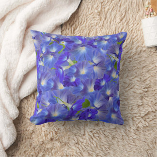 Heavenly Blue Morning Glory 3D Floral Throw Pillow