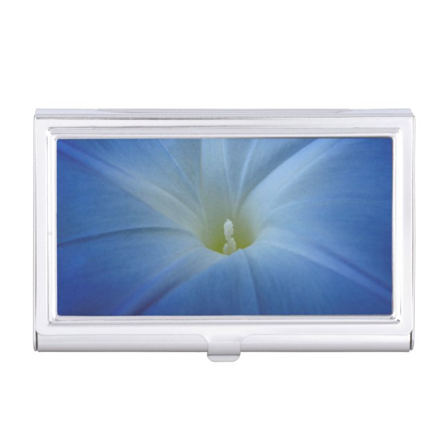 Heavenly Blue Morning Glory Flower Photo Business Card Holder (Front)