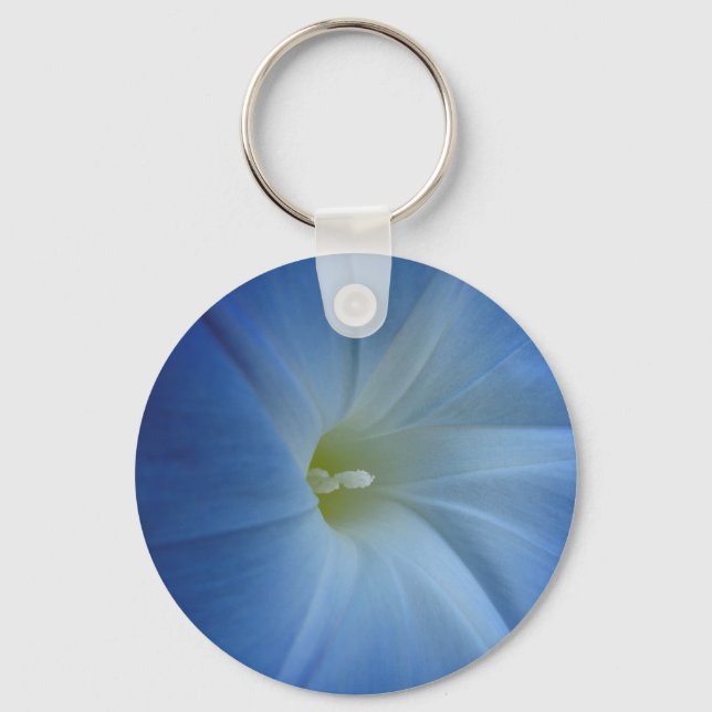 Heavenly Blue Morning Glory Flower Photo Keychain (Front)