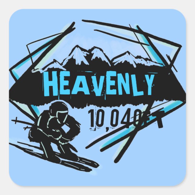 Heavenly California elevation blue ski stickers (Front)