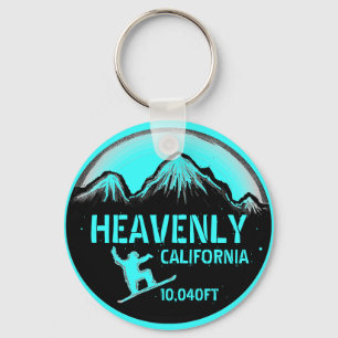 Heavenly California teal snowboard art keychain