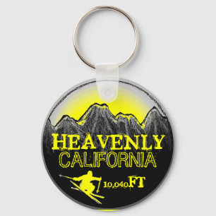 Heavenly California yellow ski art keychain