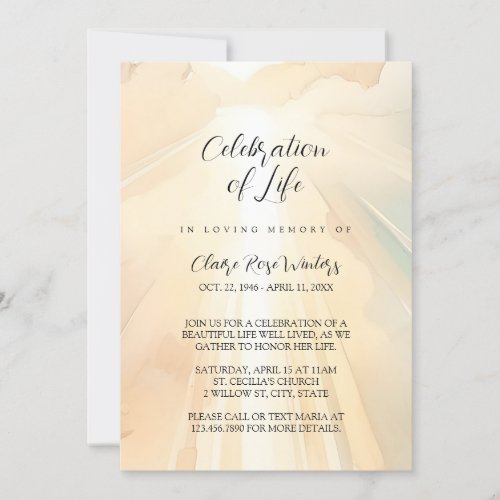 Heavenly Celebration of Life _ Photo Memorial  Invitation