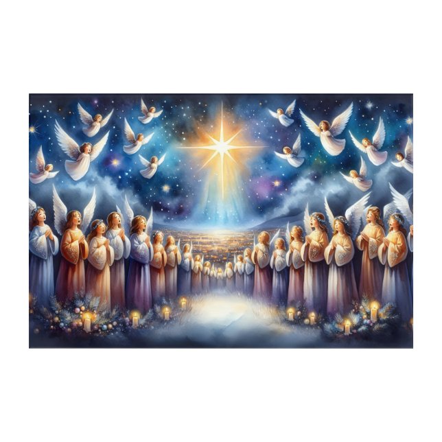 Heavenly Choir Under Star of Bethlehem Acrylic Print (Front)