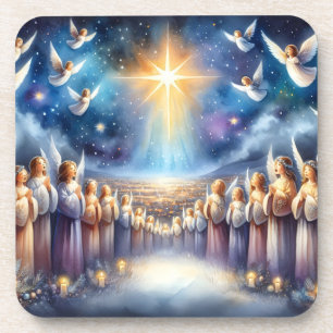 Heavenly Choir Under Star of Bethlehem Beverage Coaster