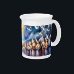 Heavenly Choir Under Star of Bethlehem Beverage Pitcher<br><div class="desc">A luminous celestial scene unfolds as a host of angelic figures gathers under a radiant Star of Bethlehem, their wings glowing softly beneath a starlit sky. This ethereal design captures a sense of peace, wonder, and sacred celebration, with angel choirs dressed in flowing robes of gold, ivory, and soft lavender....</div>